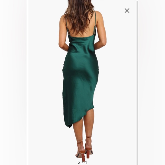 NWOT- Petal & Pup Cyprus Satin Slipdress, Emerald Green, size 14 - Picture 2 of 12